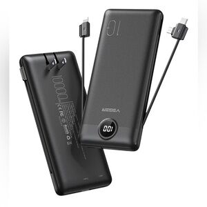 VEGER Portable Charger for iPhone Built in Cables and Wall Plug, 10000mah